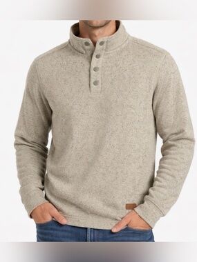 G.H. Bass & Co Men’s size Small Beige Snap Mock Neck Pullover(A535)